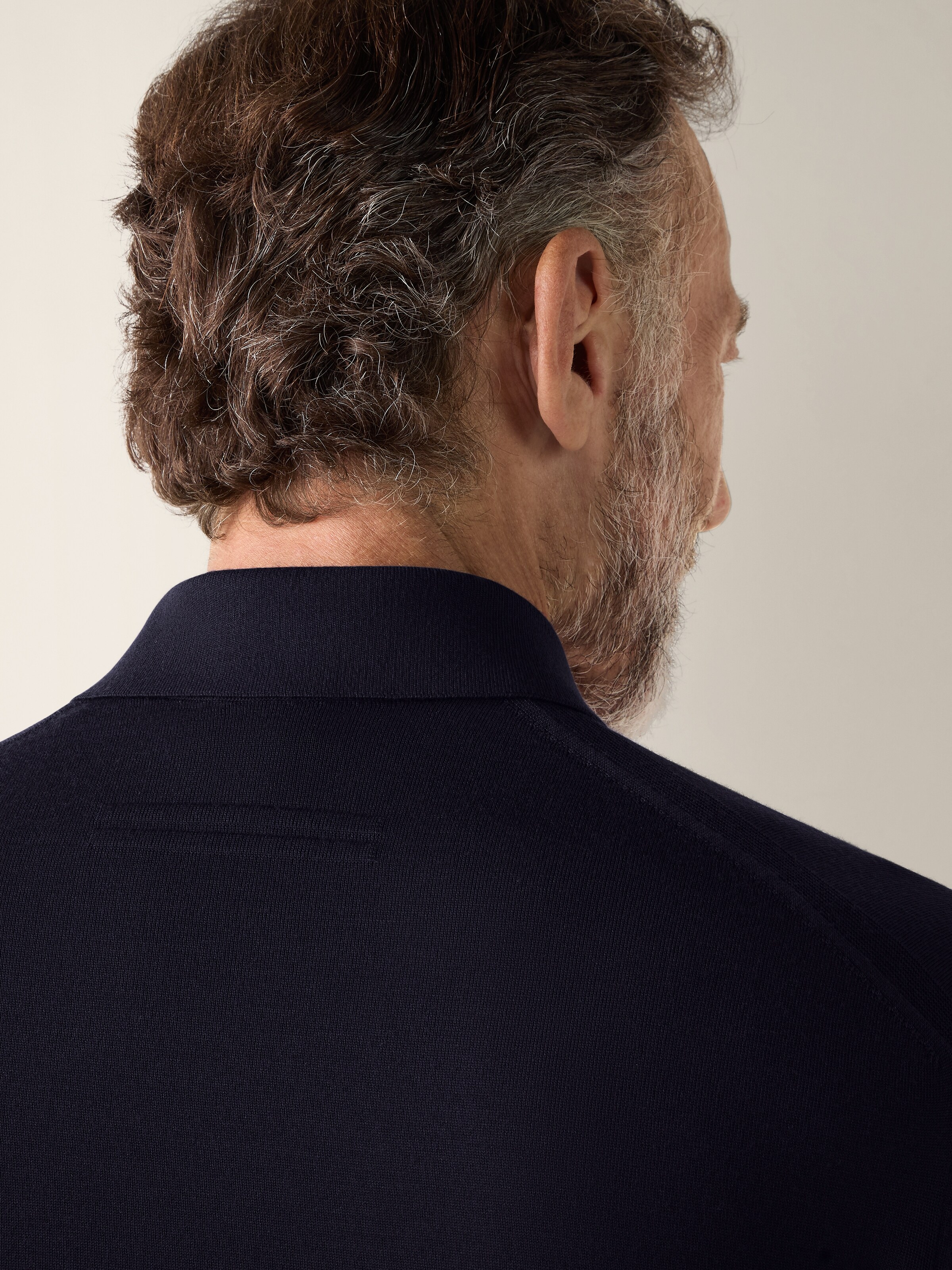 Navy Blue Wool Polo Shirt — alternate view