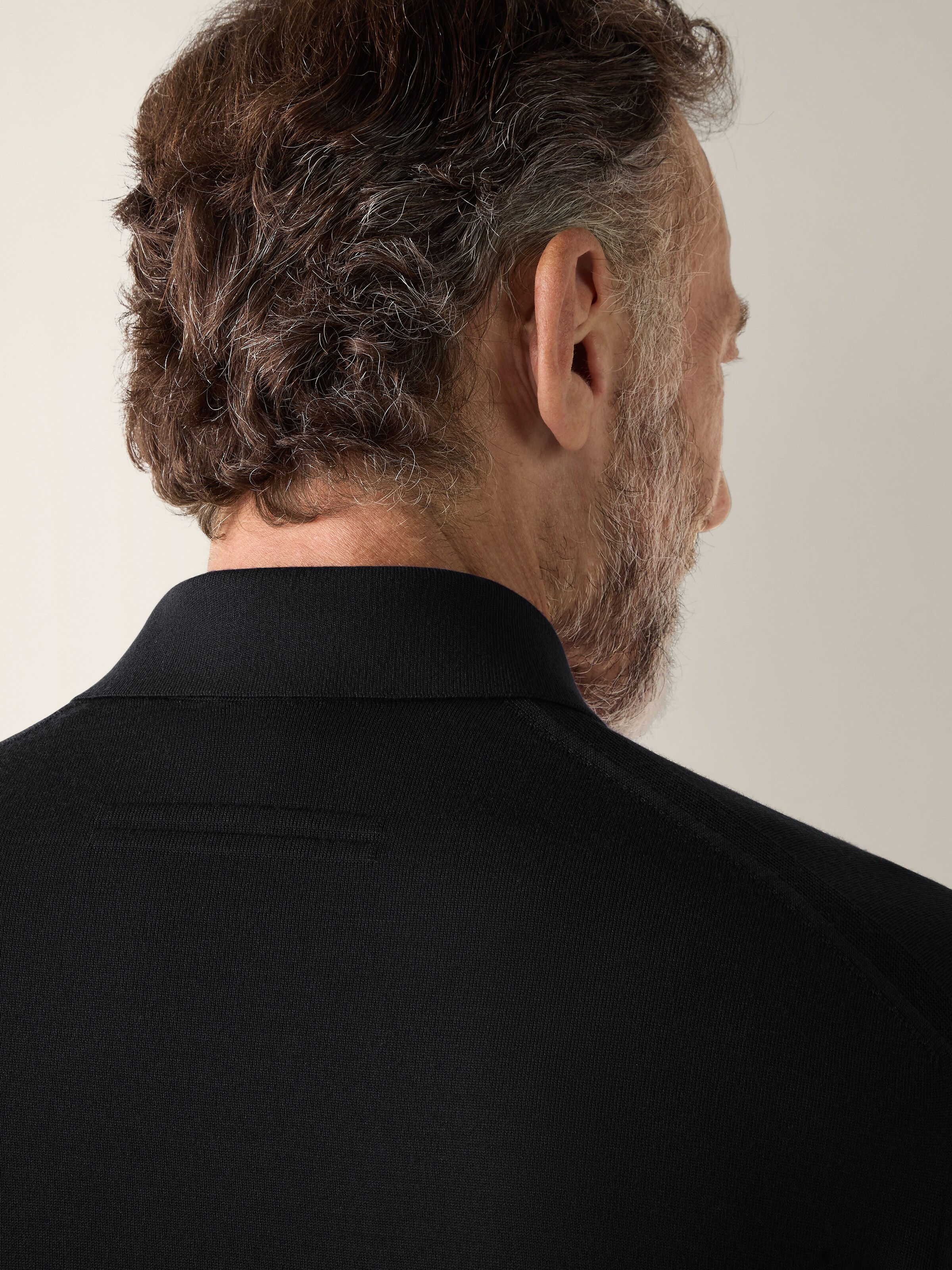Black Wool Polo Shirt — alternate view
