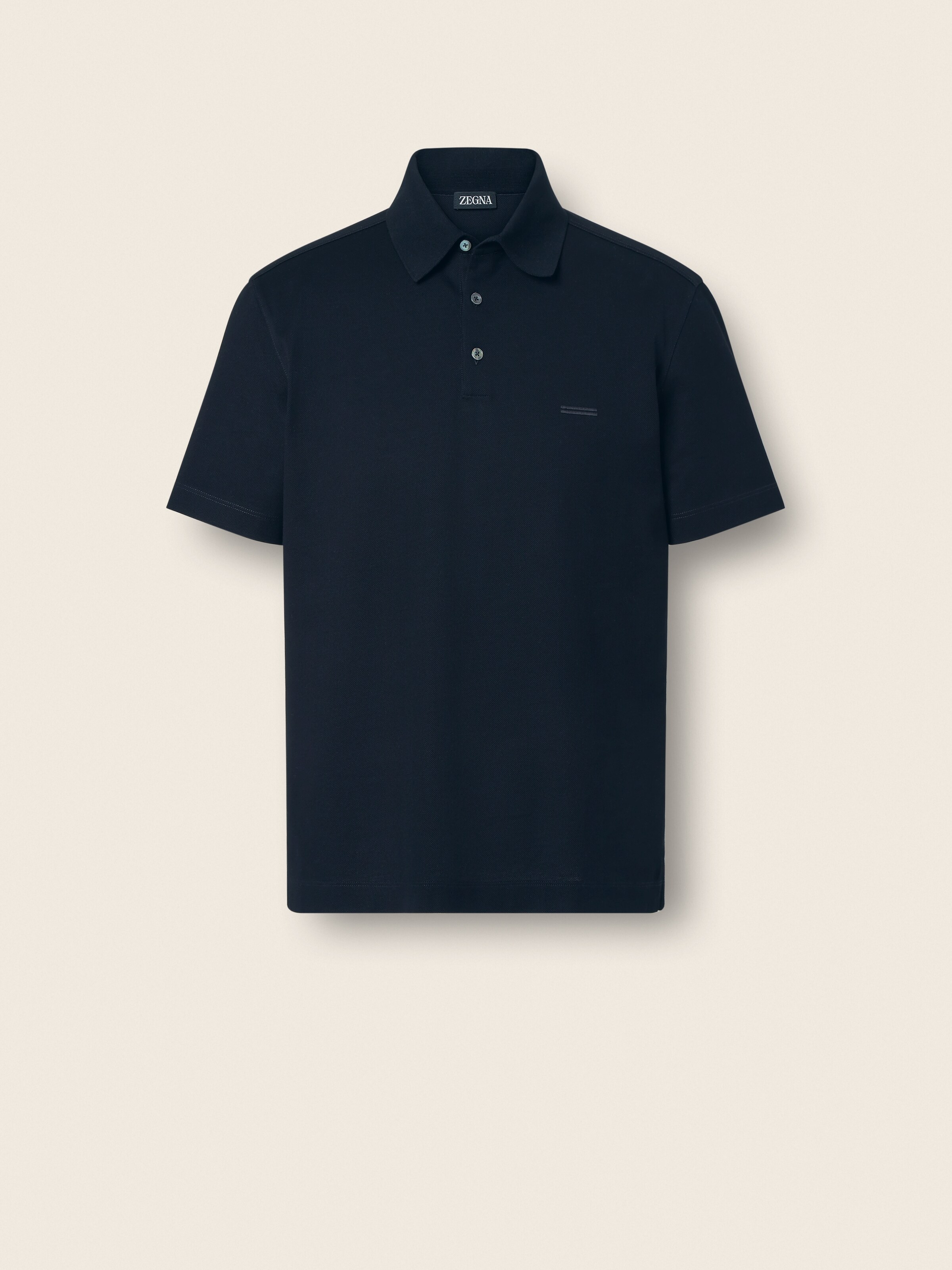 Navy Blue Cotton Piquet Polo Shirt