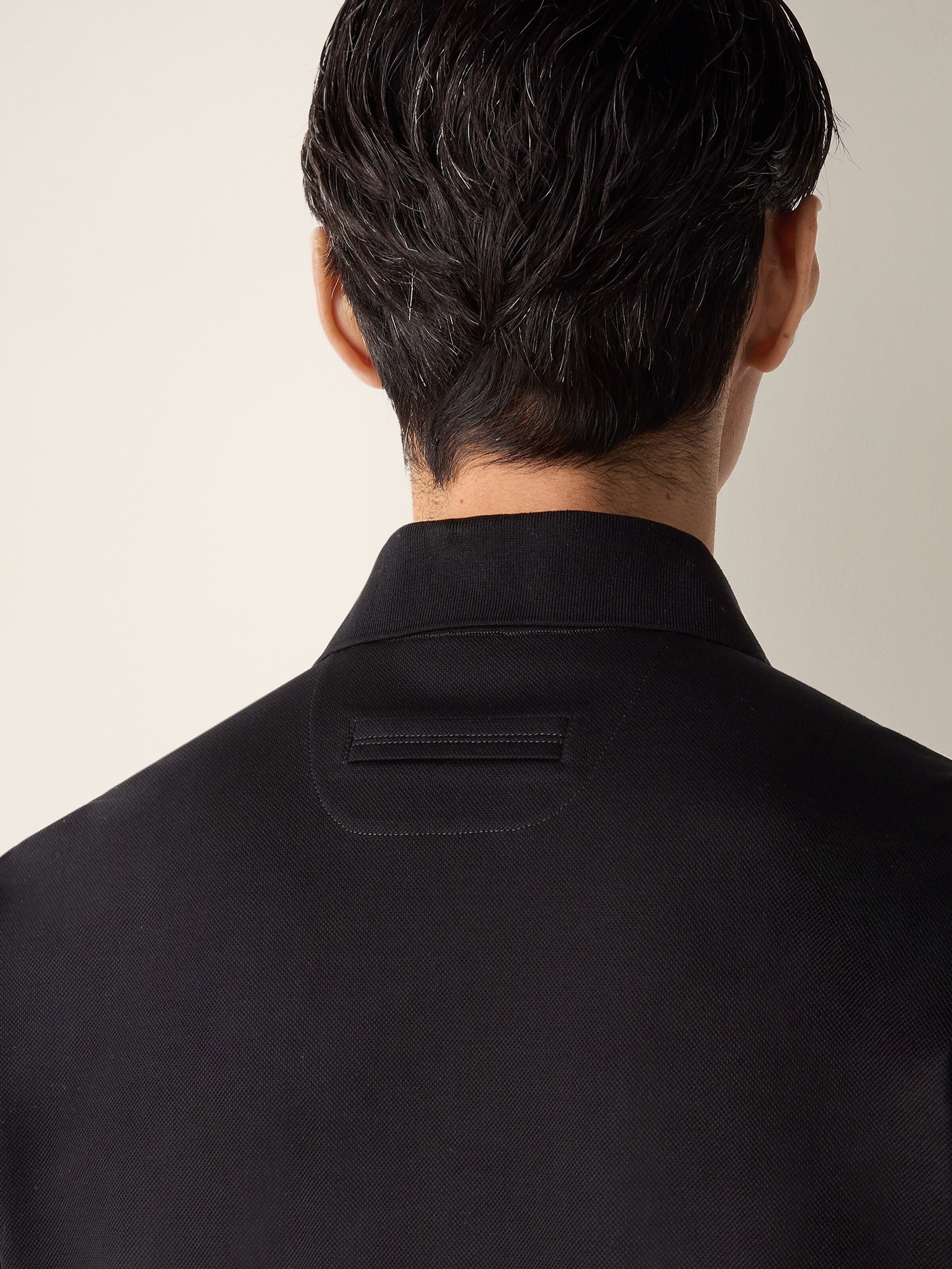 Black Cotton Piquet Polo Shirt — alternate view