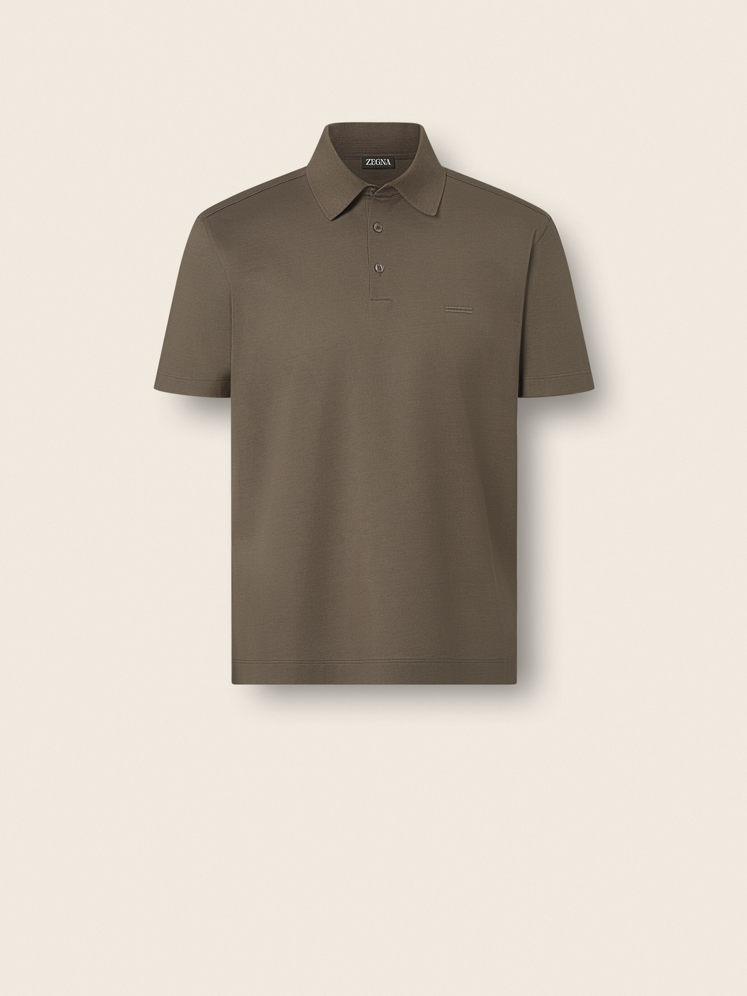 Dark Taupe Cotton Piquet Polo Shirt