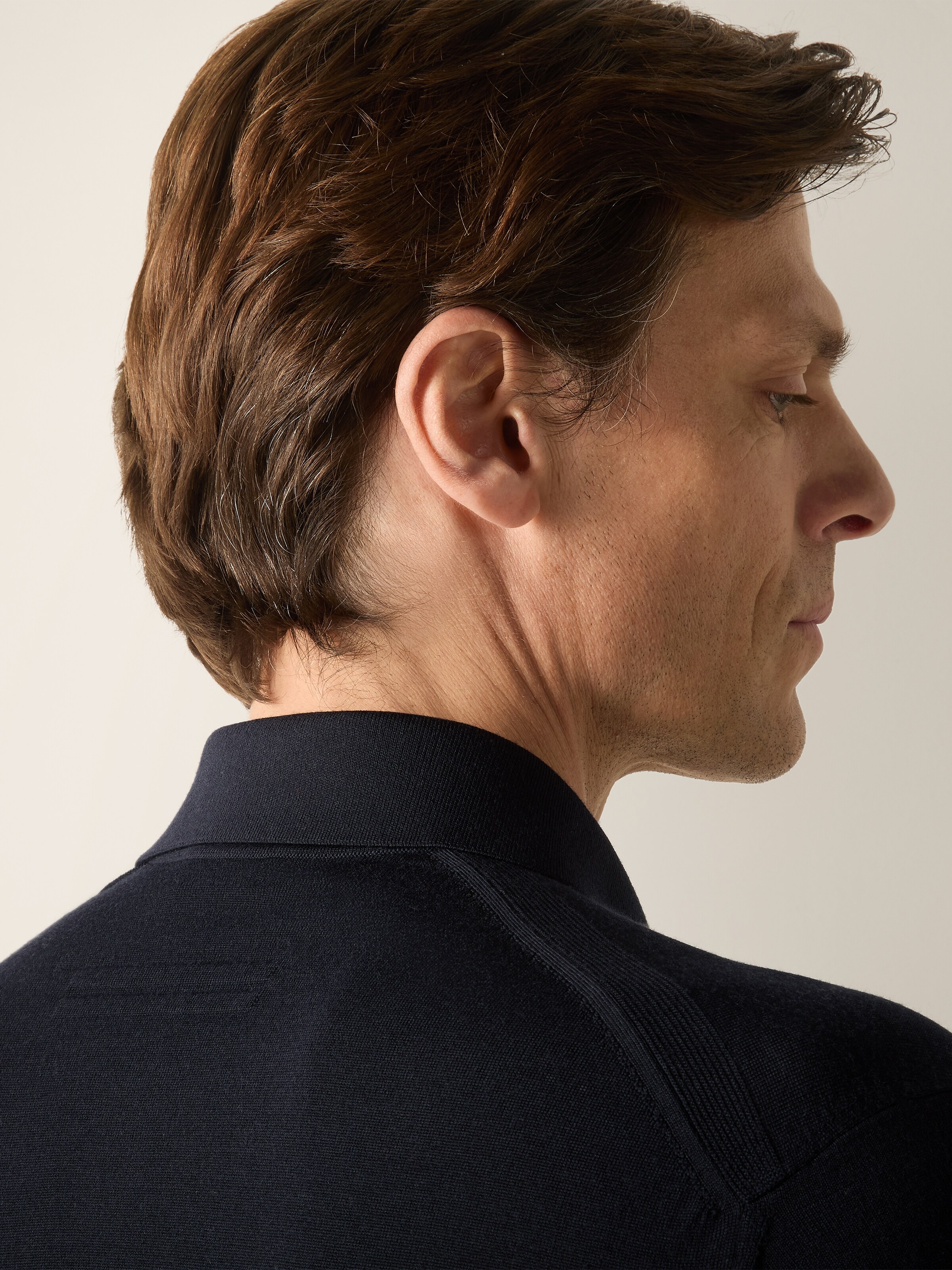 Navy Blue Trofeo 15milmil15 Wool Polo Shirt — alternate view