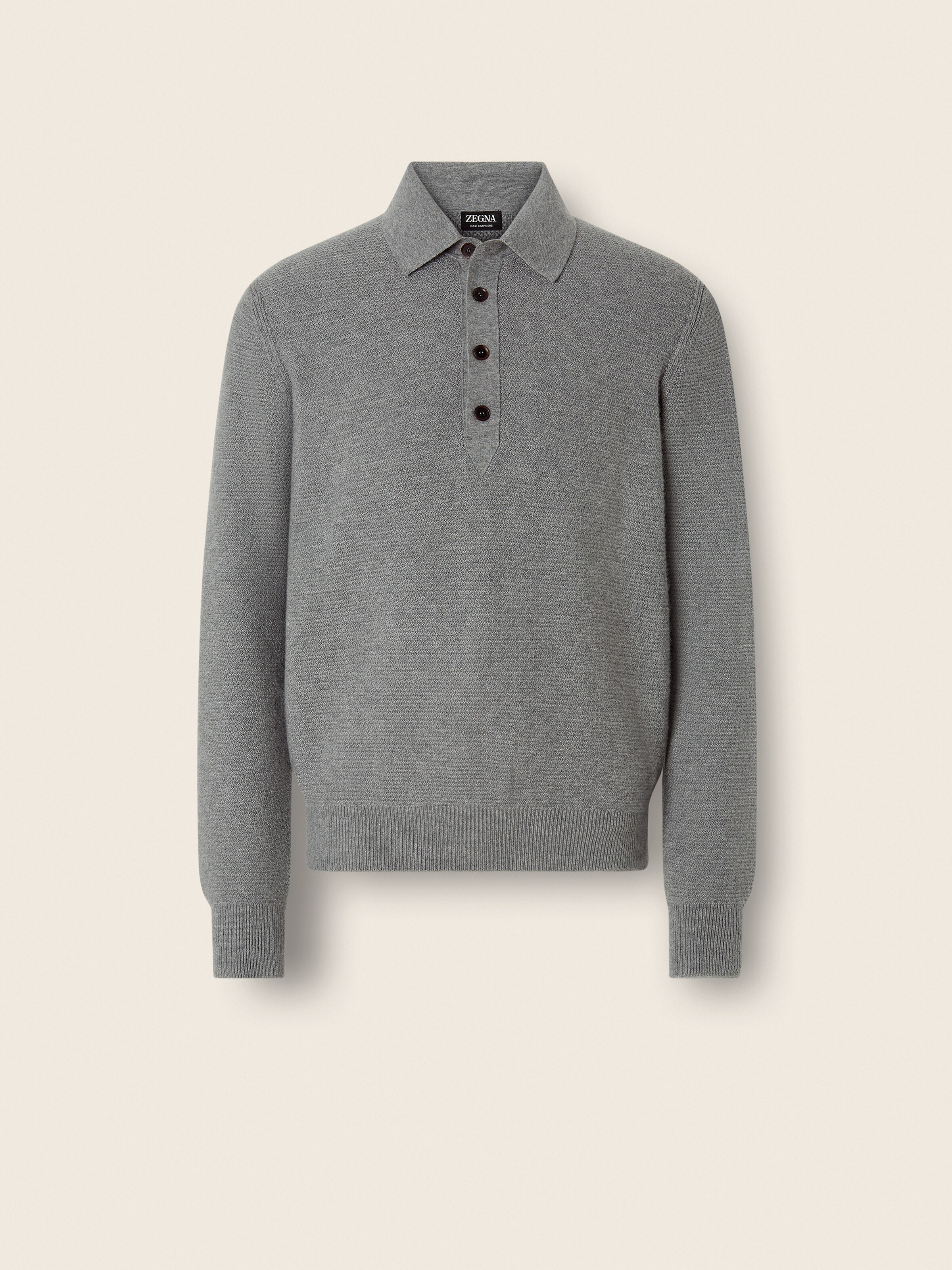 Grey Mélange Oasi Cashmere Polo Shirt