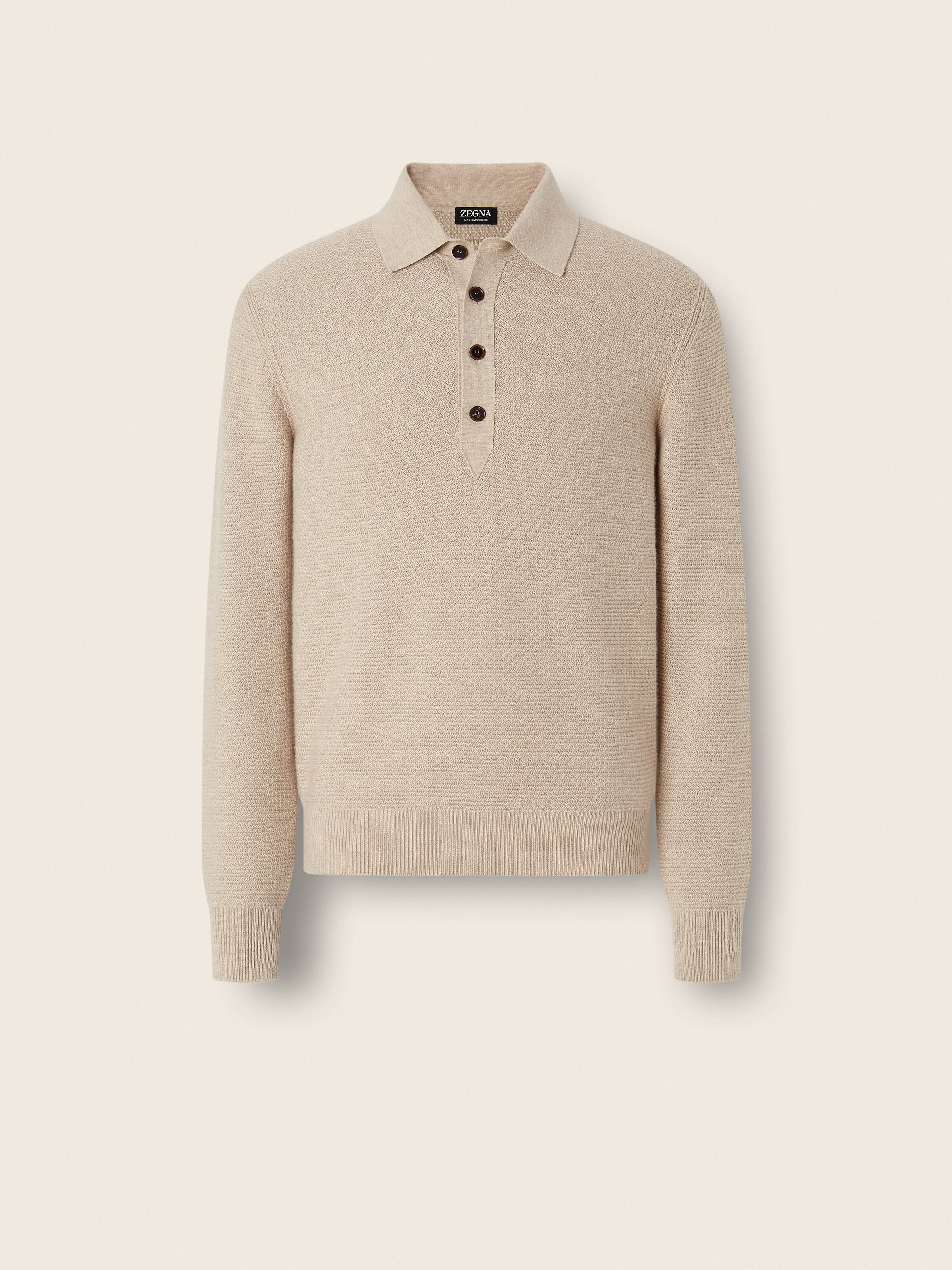 Cream White Oasi Cashmere Polo Shirt