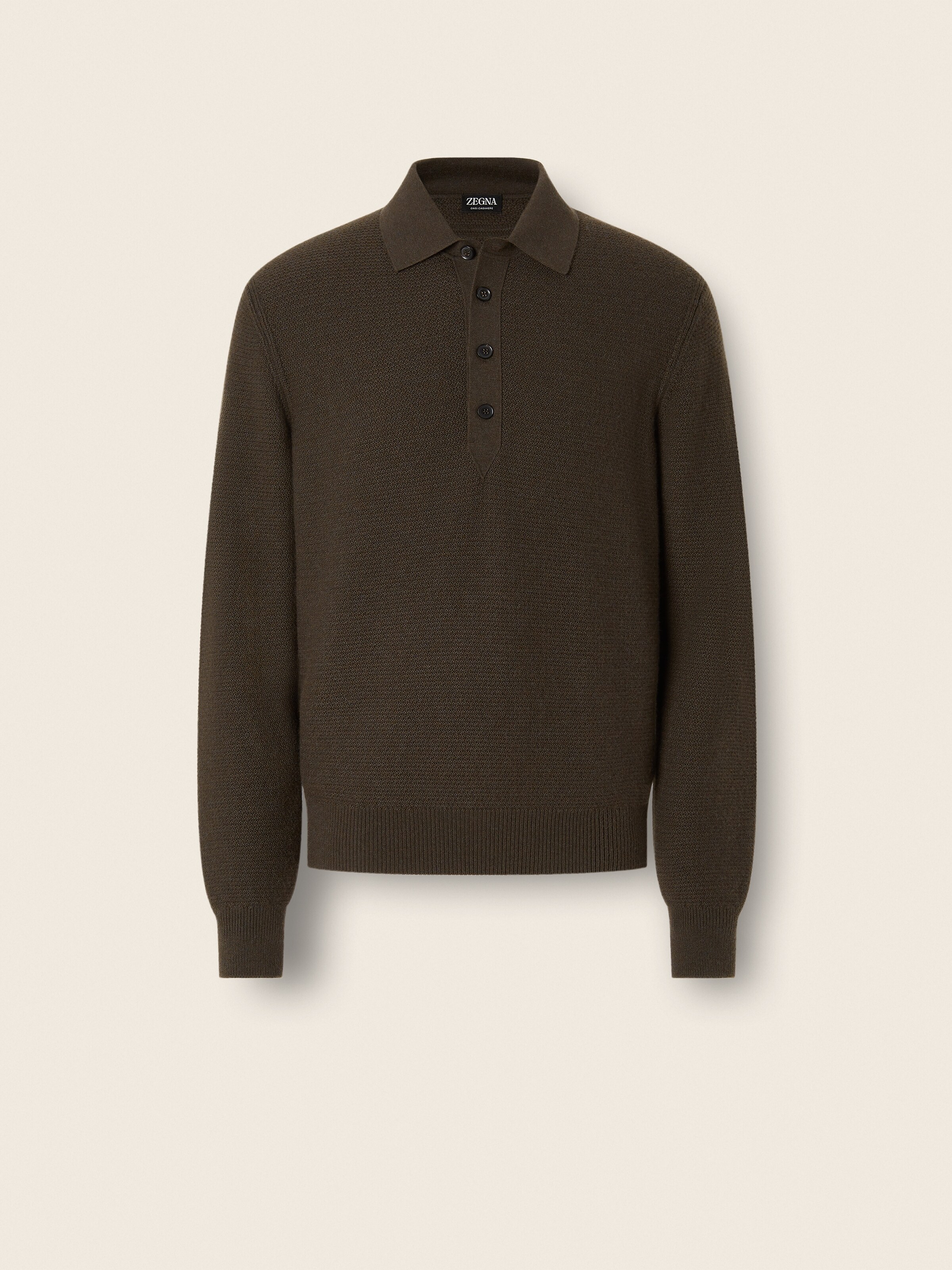 Dark Olive Green Mélange Oasi Cashmere Polo Shirt