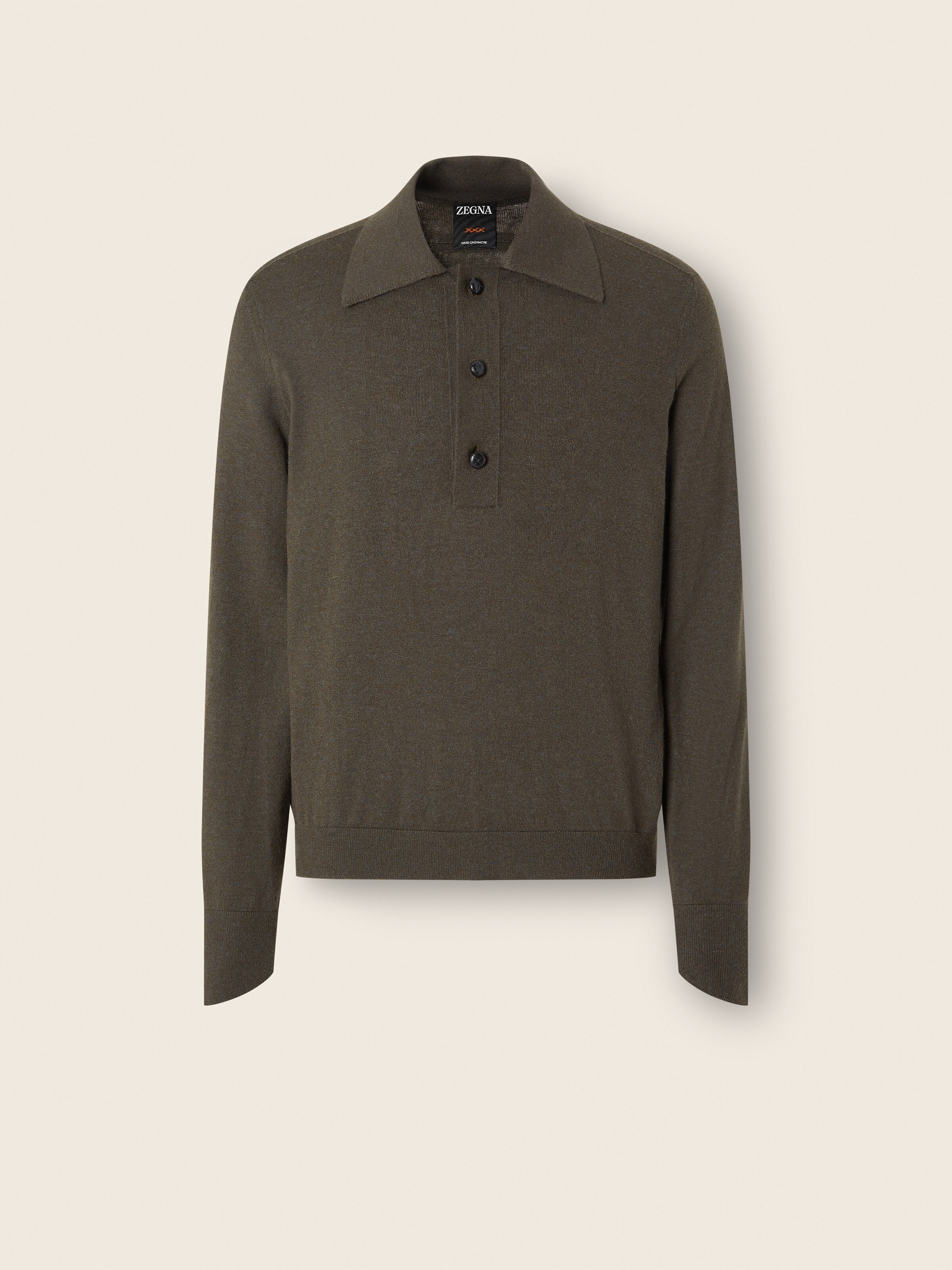 Dark Olive Green Oasi Cashmere Polo Shirt