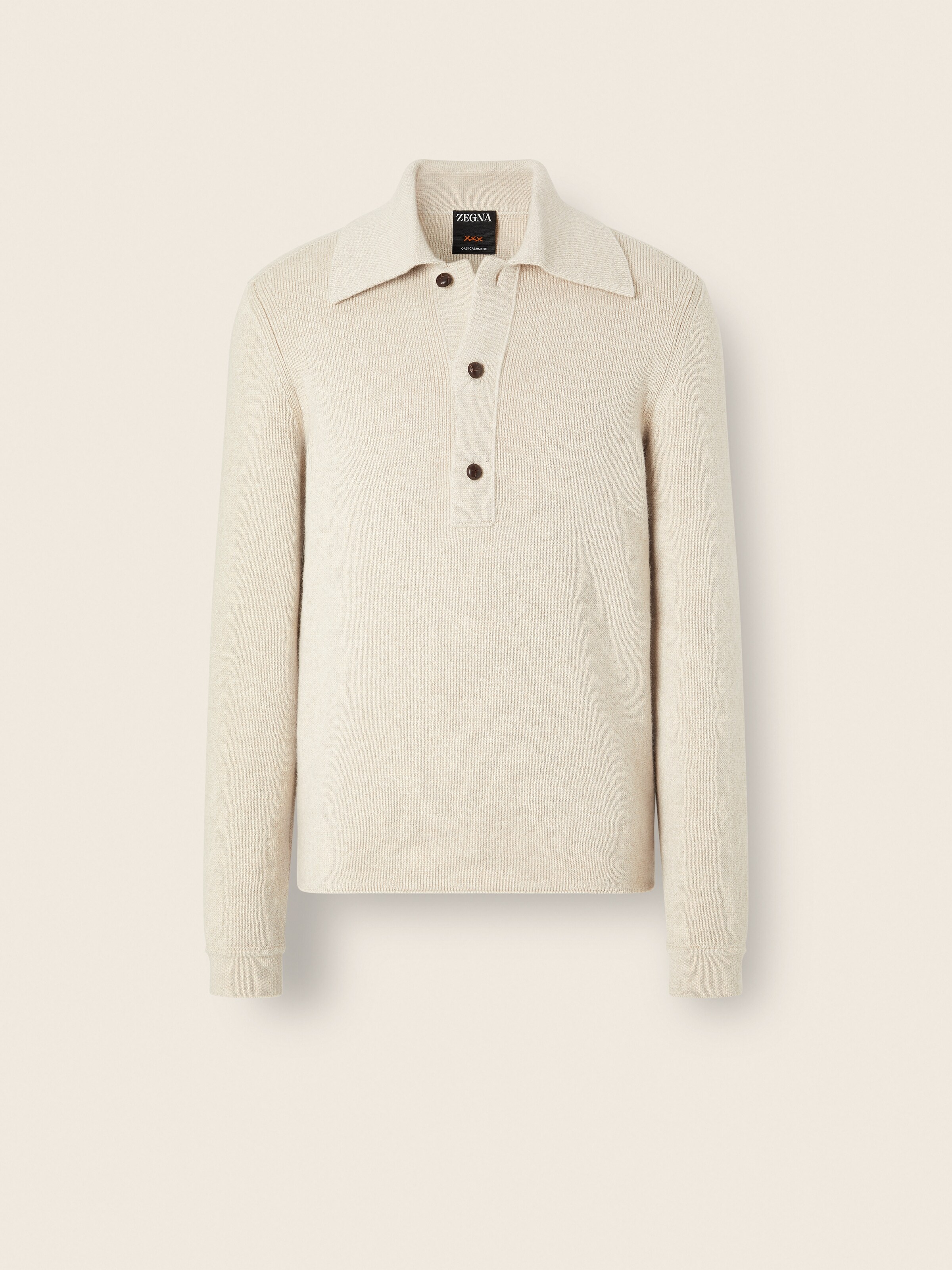 Cream White Oasi Cashmere Polo Shirt