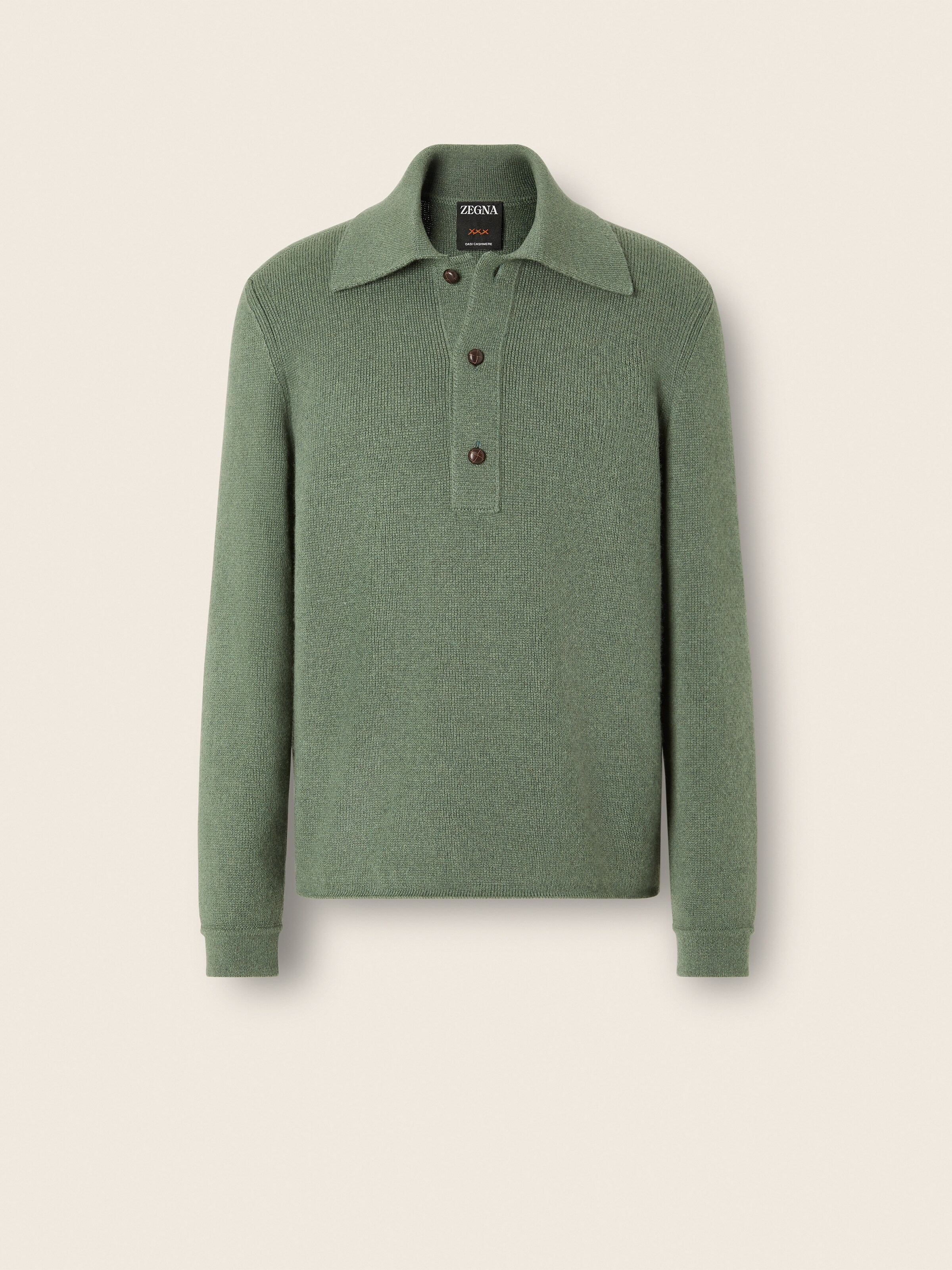 Light Green Mélange Oasi Cashmere Polo Shirt