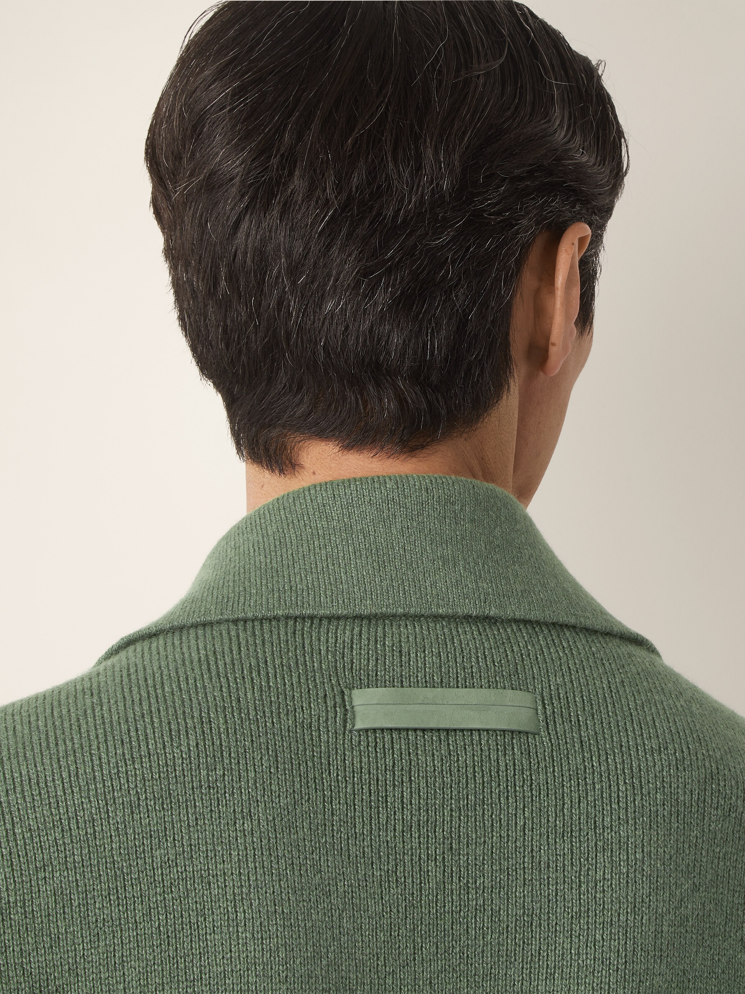 Light Green Mélange Oasi Cashmere Polo Shirt — alternate view