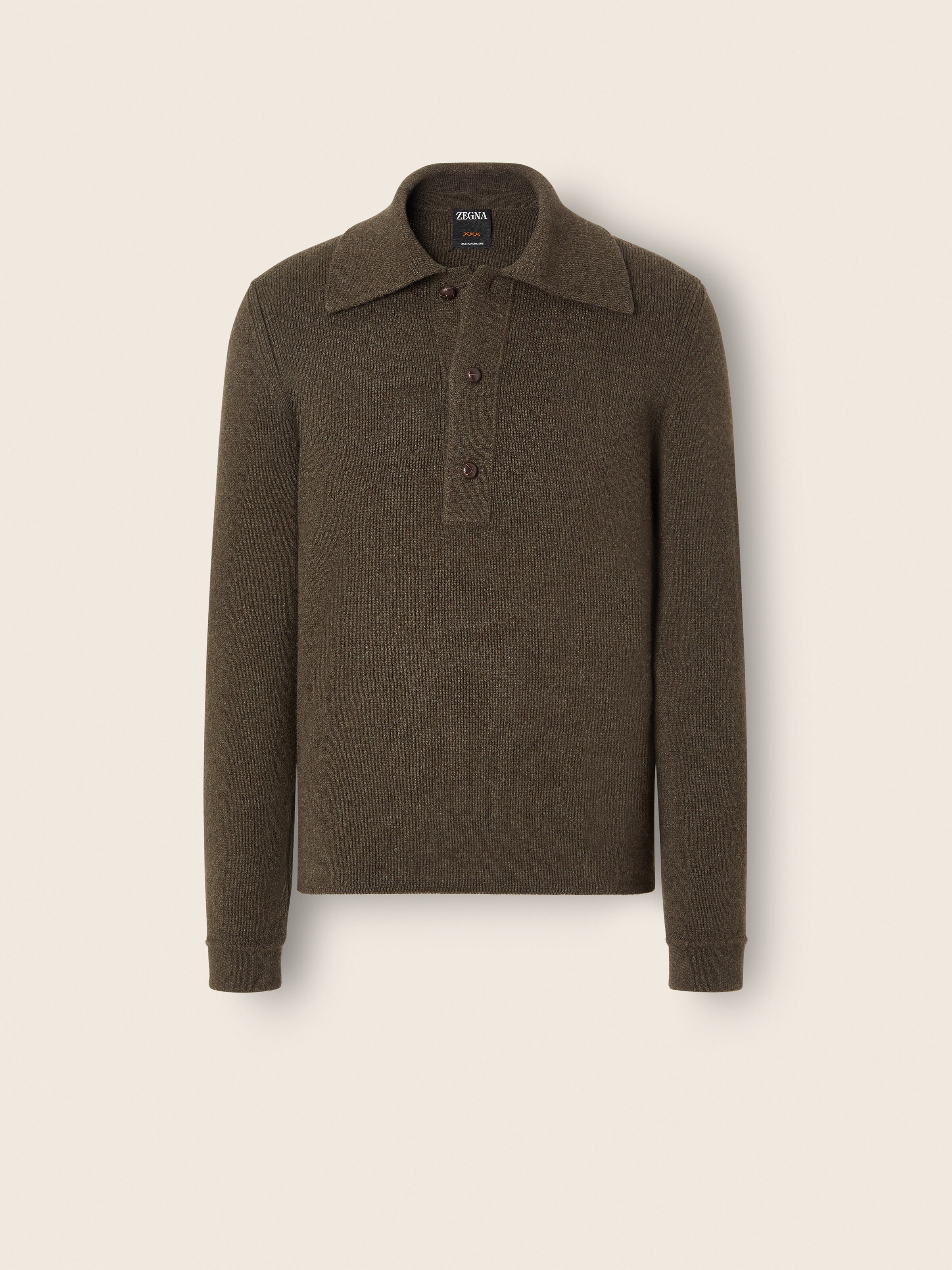 Dark Olive Green Mélange Oasi Cashmere Polo Shirt