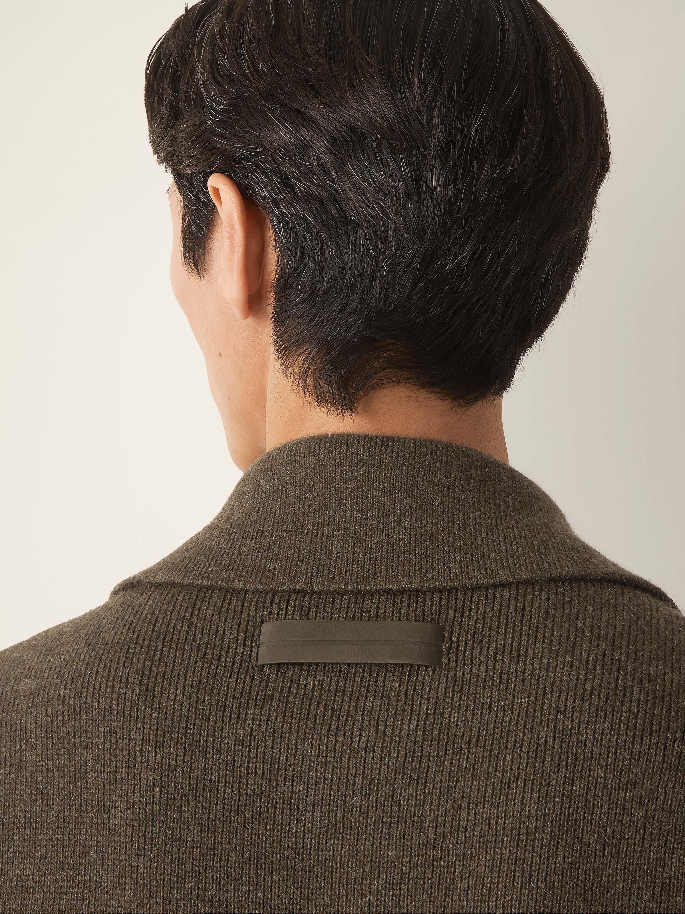 Dark Olive Green Mélange Oasi Cashmere Polo Shirt — alternate view