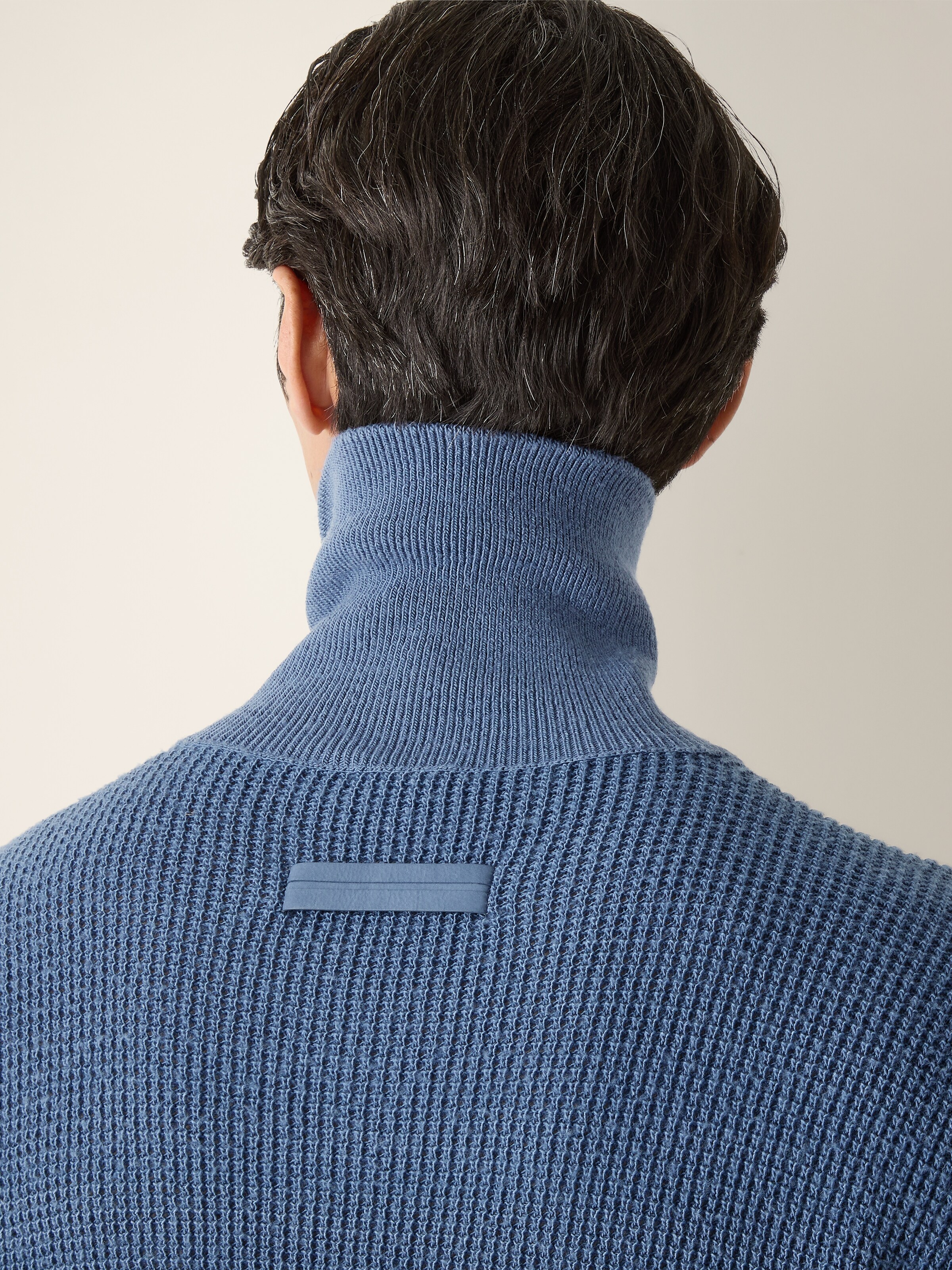 Light Blue Wool and Canapa Yarn Polo Shirt — alternate view