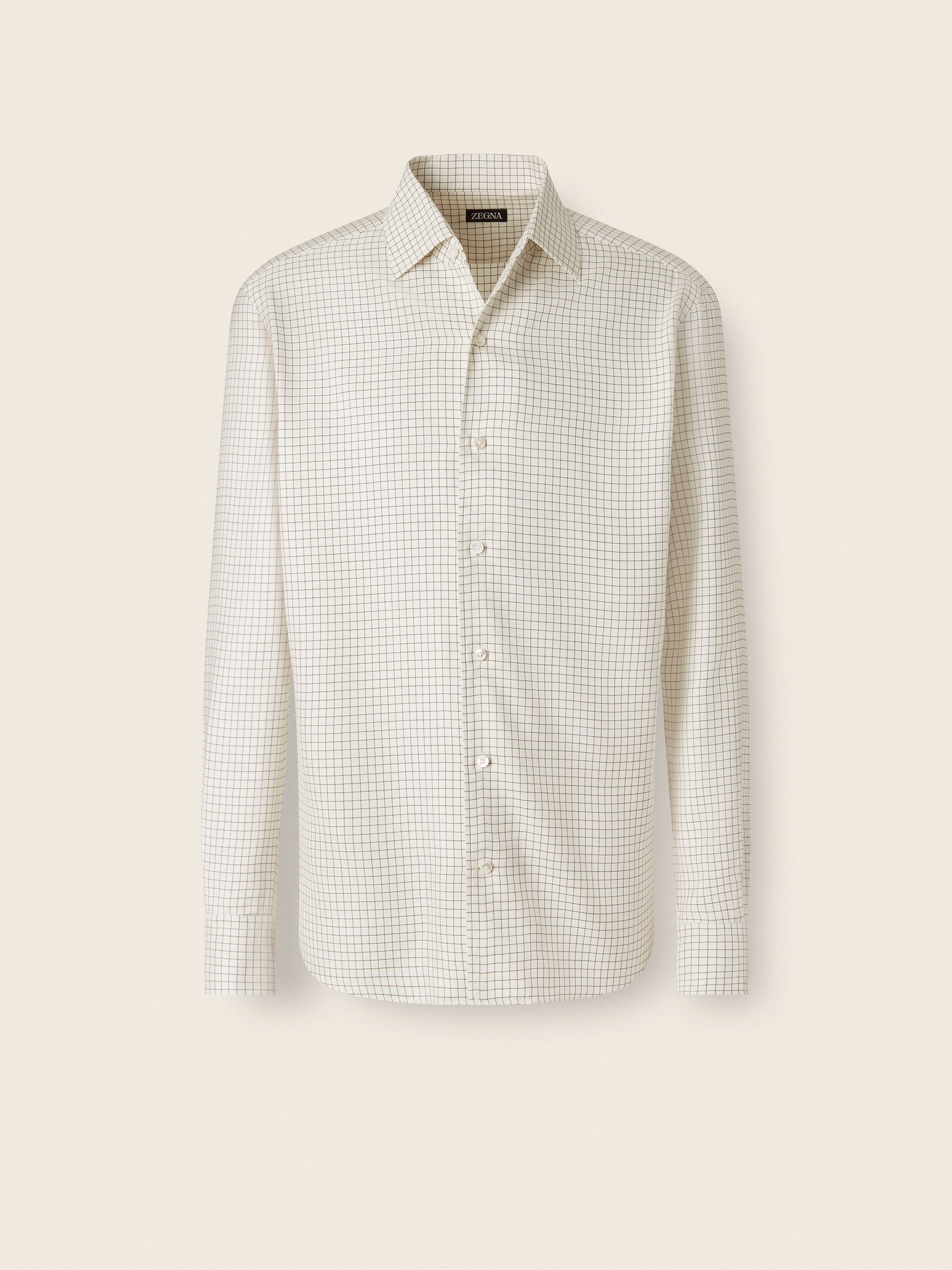 White and Dark Olive Green Silk Shirt