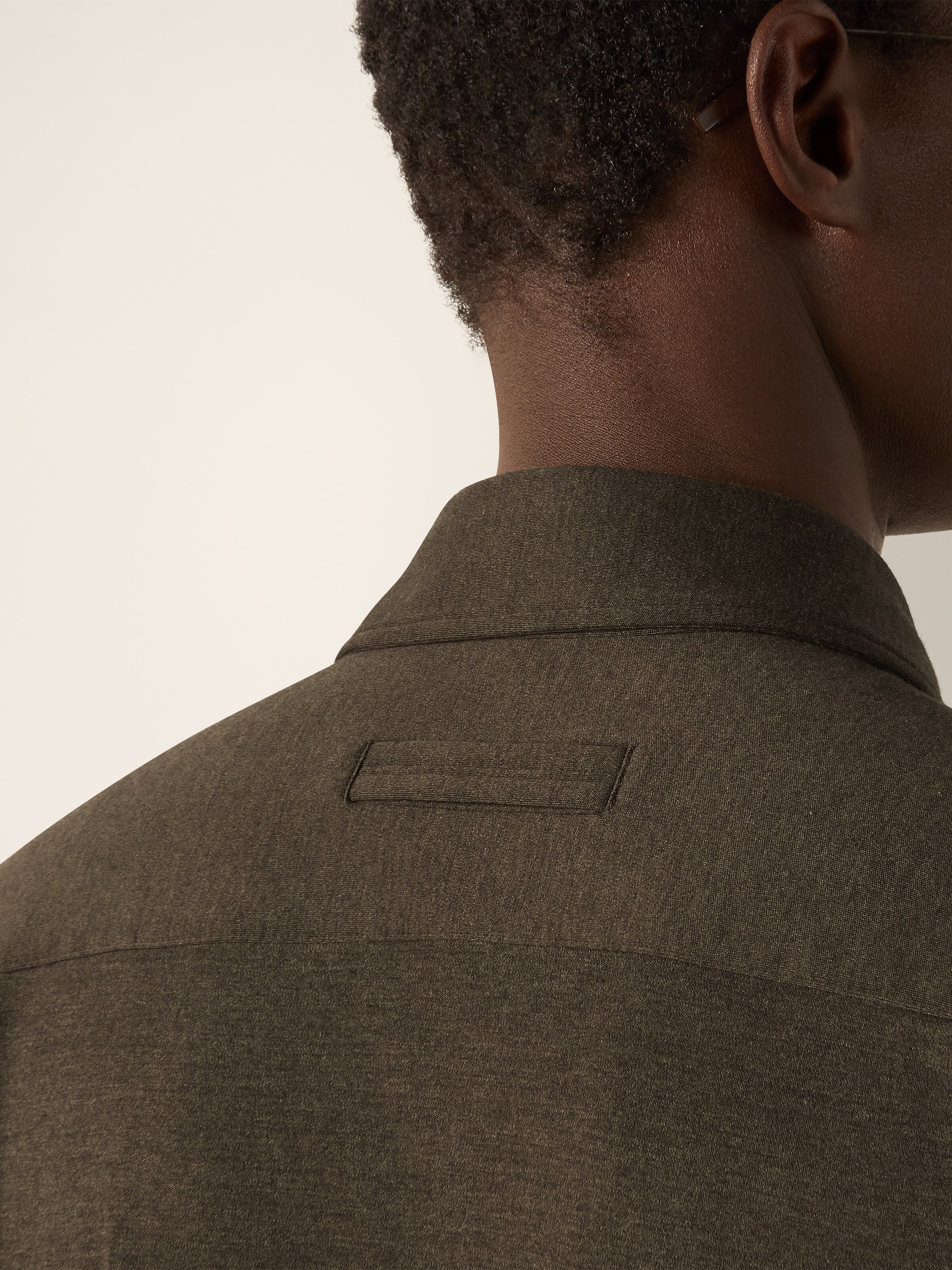 Dark Olive Green Cashmere and Silk Shirt — alternate view