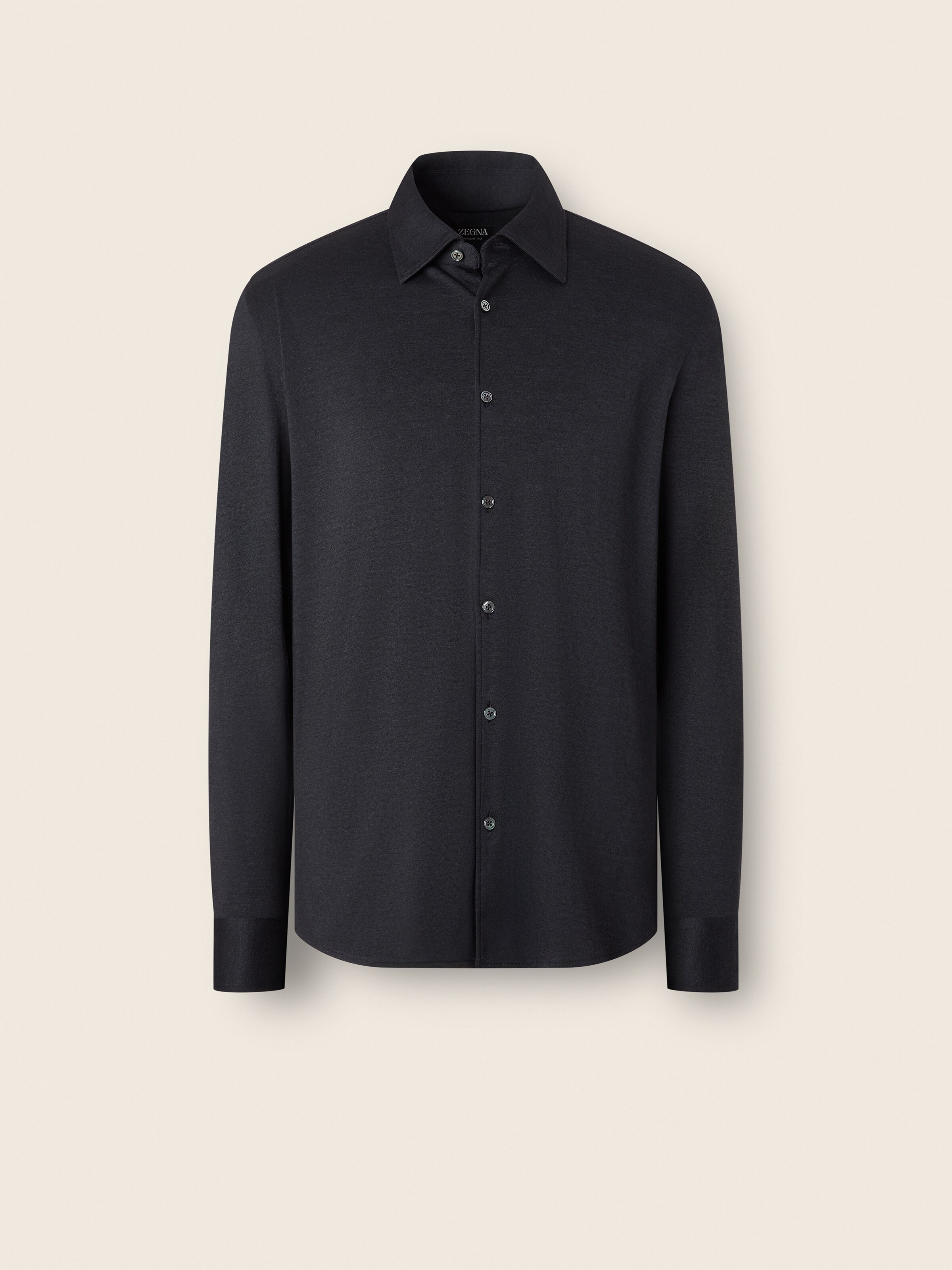 Navy Blue Cashmere and Silk Shirt